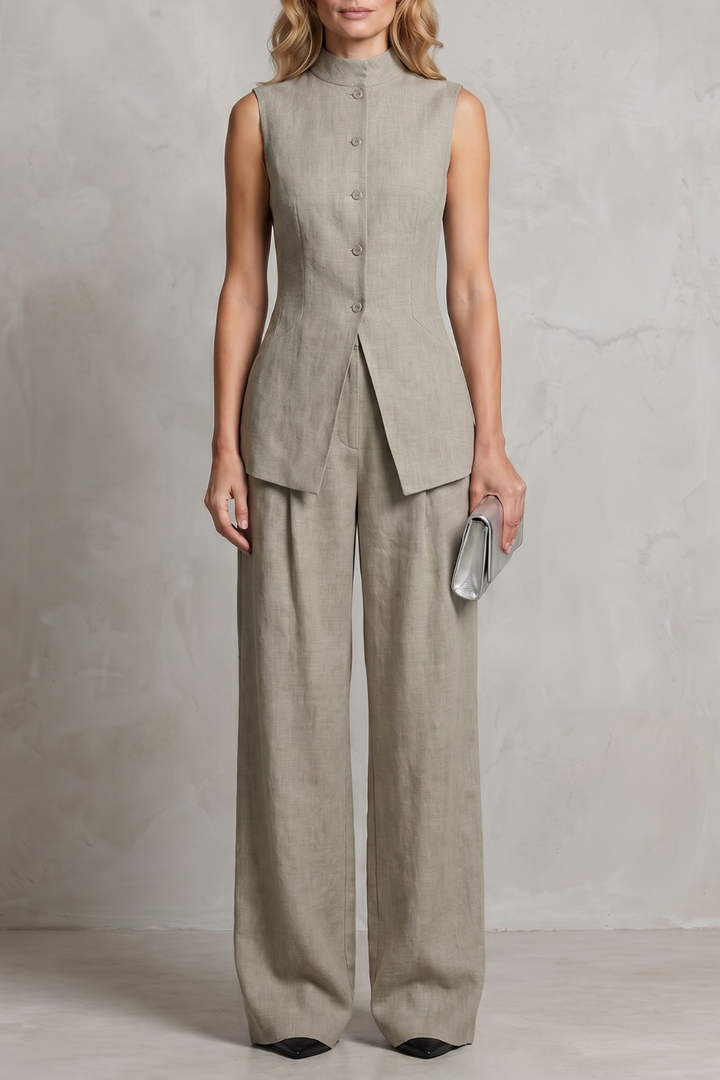 Ulla asymmetric draped top and wide leg trouser set – image 9