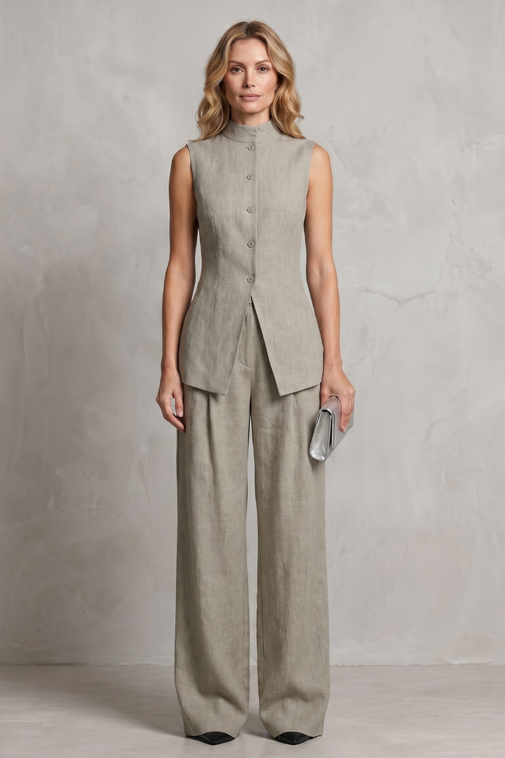 Ulla asymmetric draped top and wide leg trouser set – image 10