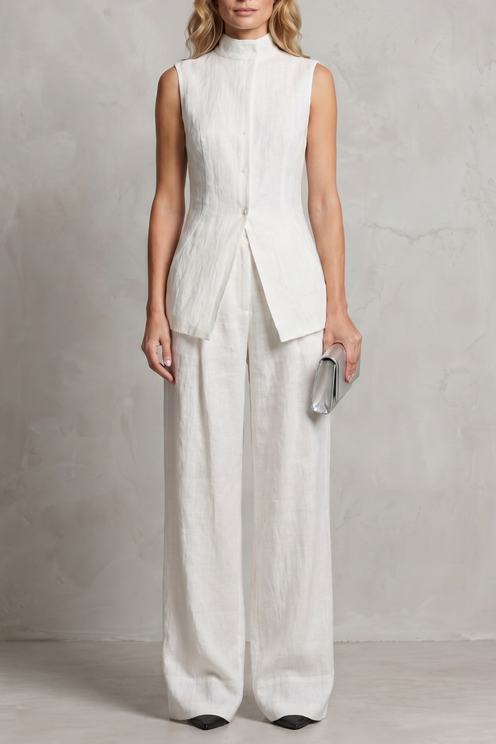 Ulla asymmetric draped top and wide leg trouser set – image 5
