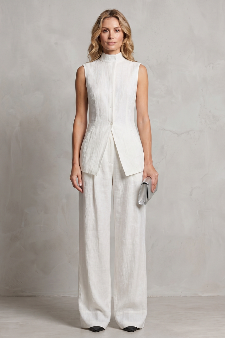 Ulla asymmetric draped top and wide leg trouser set – image 6