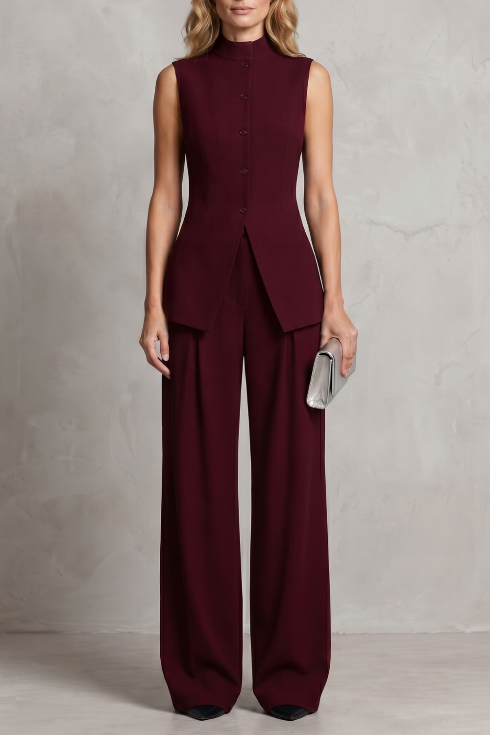 Ulla asymmetric draped top and wide leg trouser set – image 11