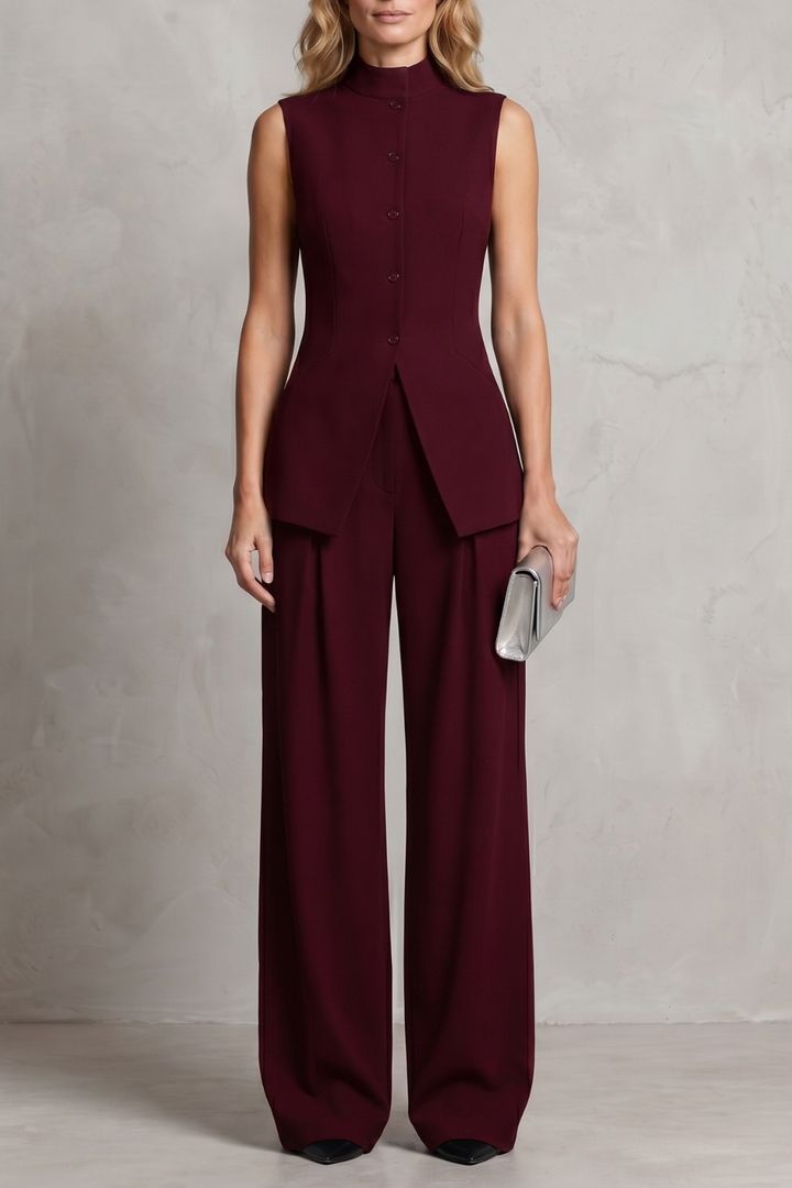 Ulla asymmetric draped top and wide leg trouser set – image 11