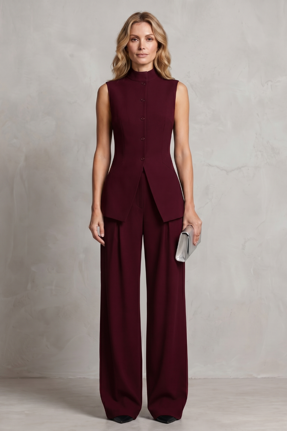 Ulla asymmetric draped top and wide leg trouser set – image 12