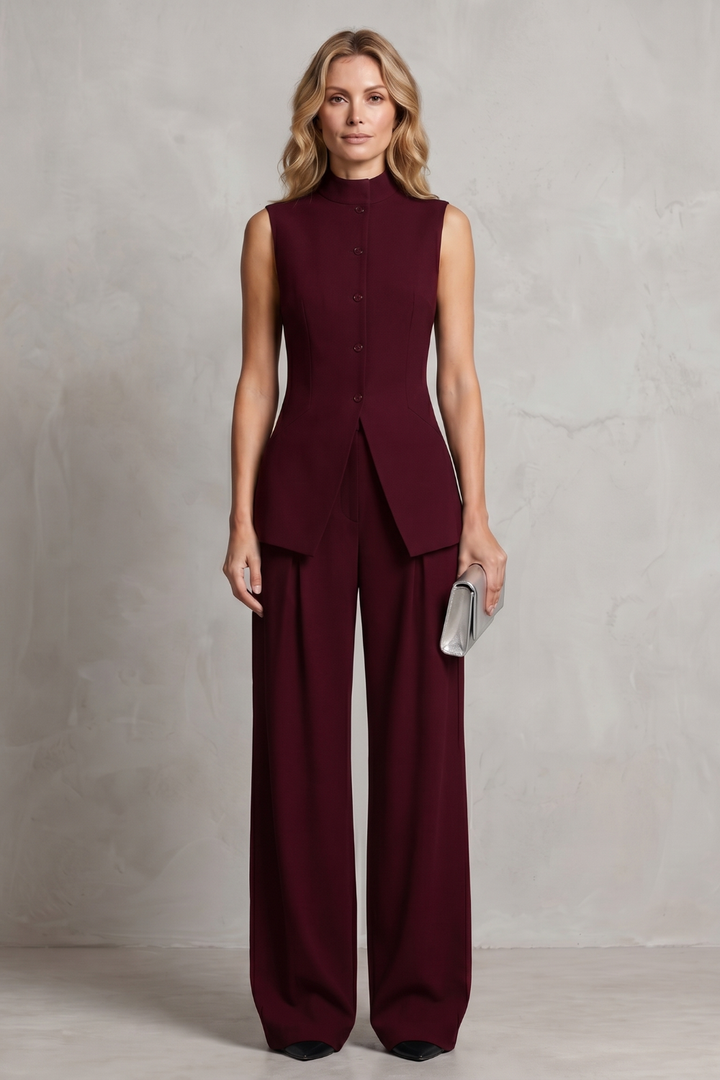 Ulla asymmetric draped top and wide leg trouser set – image 12