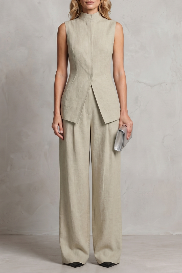 Ulla asymmetric draped top and wide leg trouser set – image 15