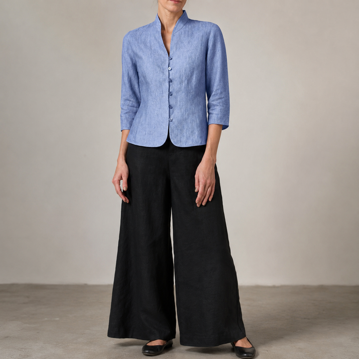 Brynna high neck blouse in dark blue