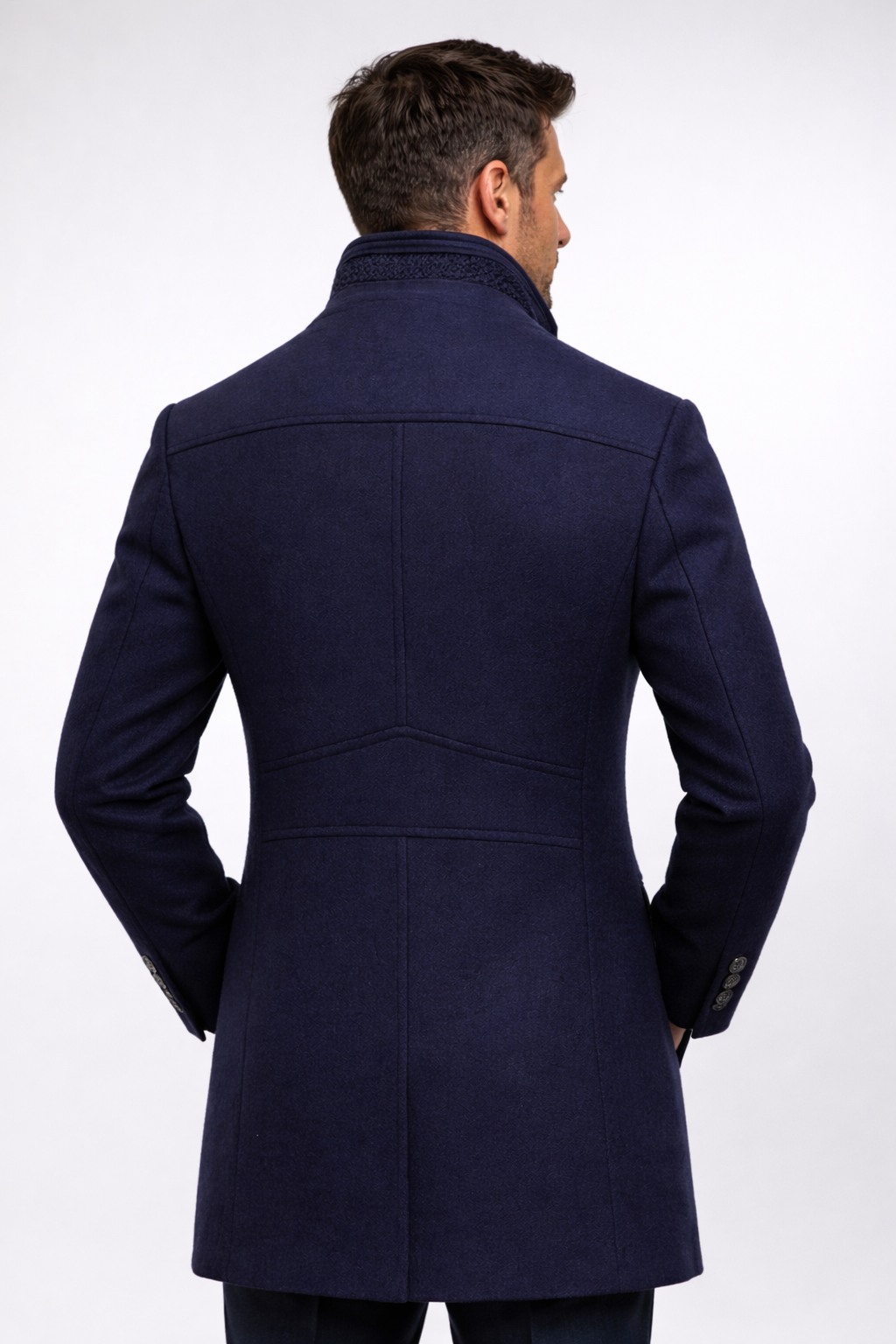 Araminta contrast trim stand collar coat – image 14