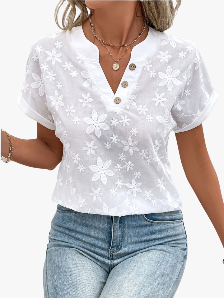 Celine Elegant Floral V Neck Blouse