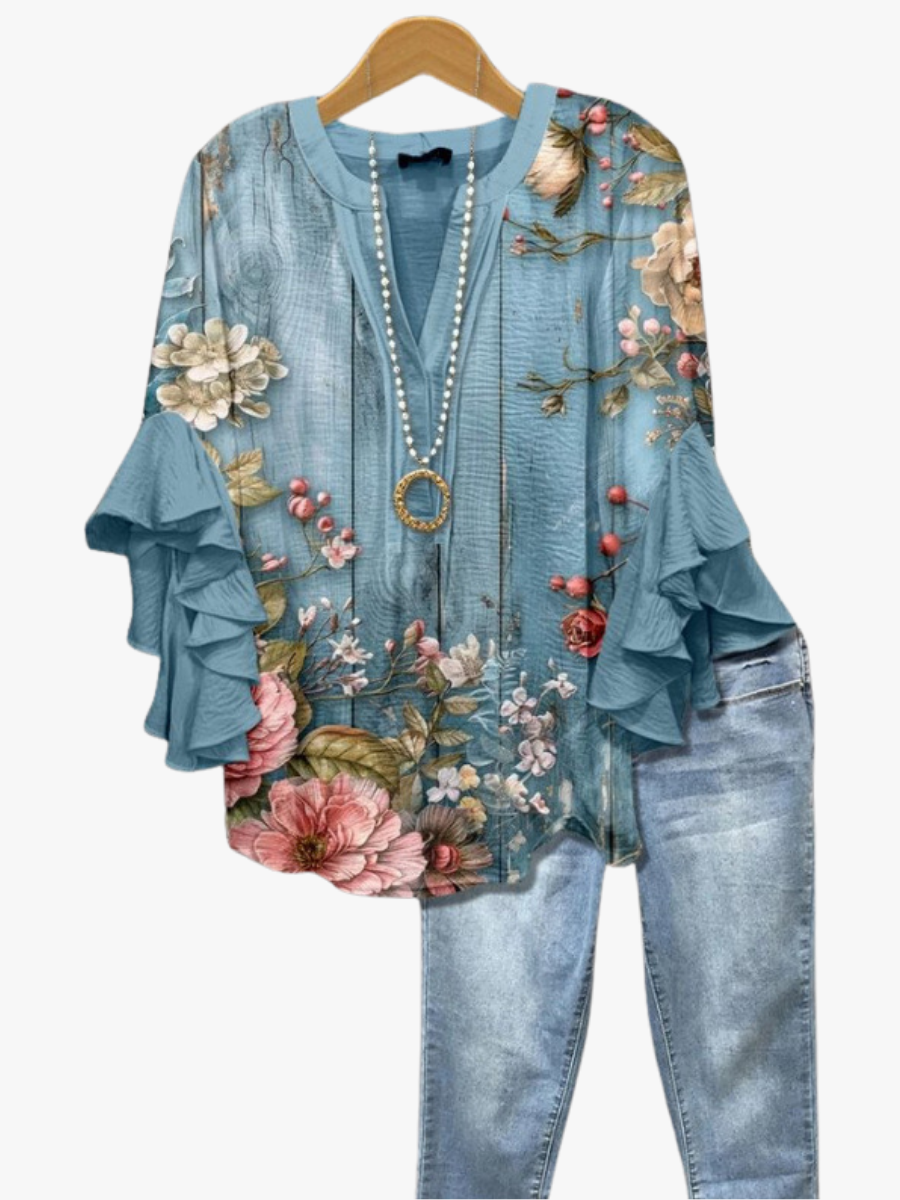 Agatha ruffle blouse with long sleeves
