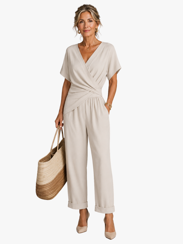 Sunniva two piece wrap wide leg trouser set