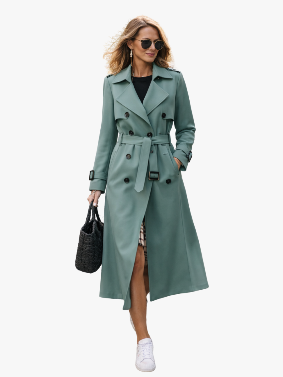 Kerensa Elegant Longline Belted Trench Coat