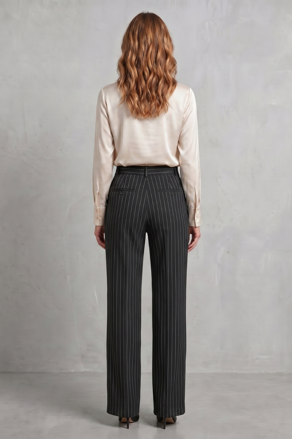 Dwynwen high waisted pinstripe wide leg trousers – image 4