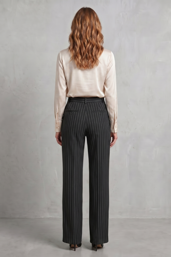Dwynwen high waisted pinstripe wide leg trousers – image 4