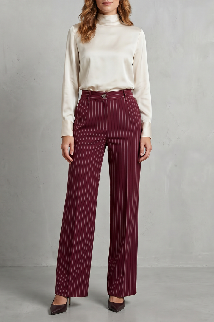 Dwynwen high waisted pinstripe wide leg trousers – image 7
