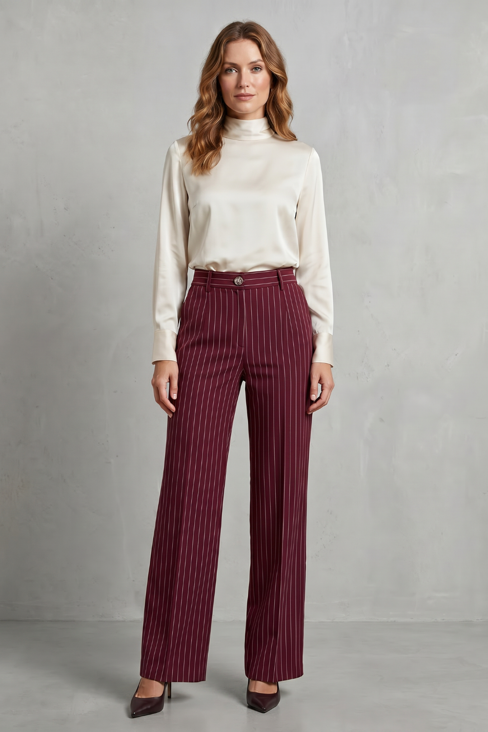 Dwynwen high waisted pinstripe wide leg trousers – image 8