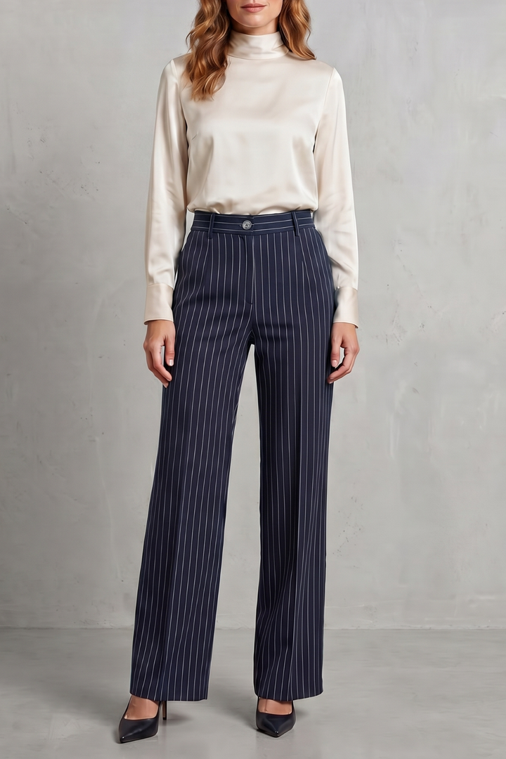 Dwynwen high waisted pinstripe wide leg trousers – image 5