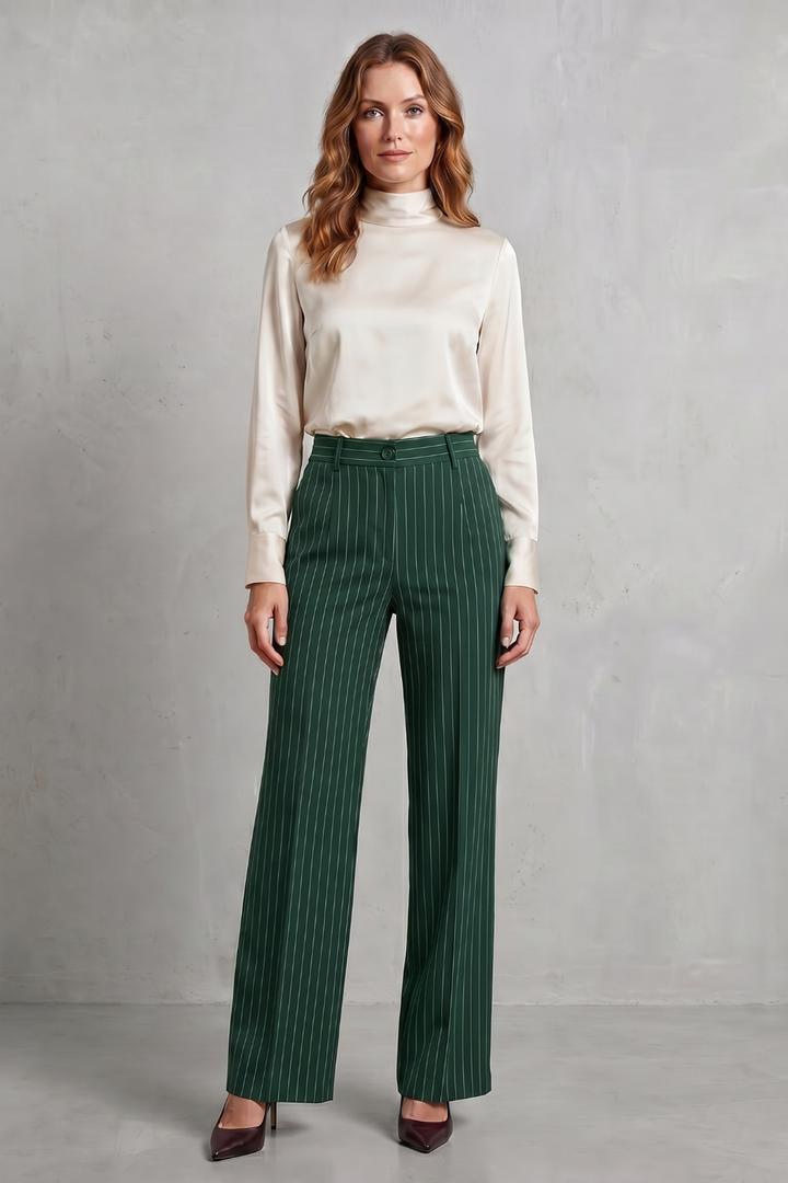 Dwynwen high waisted pinstripe wide leg trousers – image 16