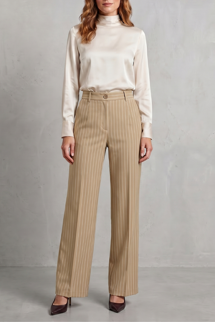 Dwynwen high waisted pinstripe wide leg trousers – image 9