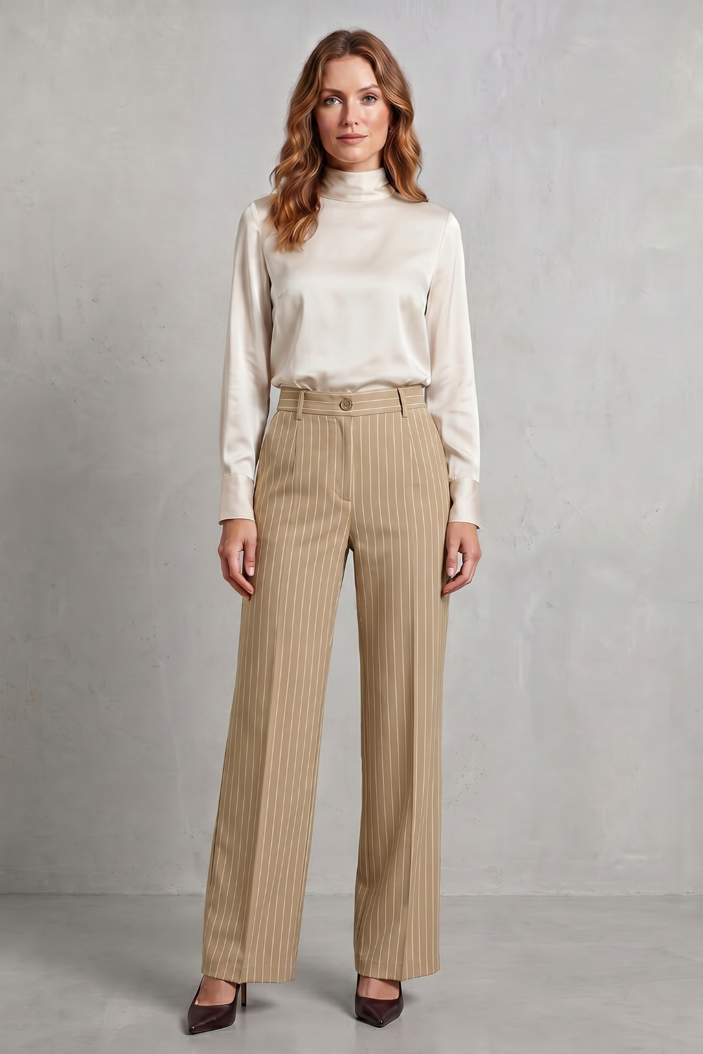 Dwynwen high waisted pinstripe wide leg trousers – image 10