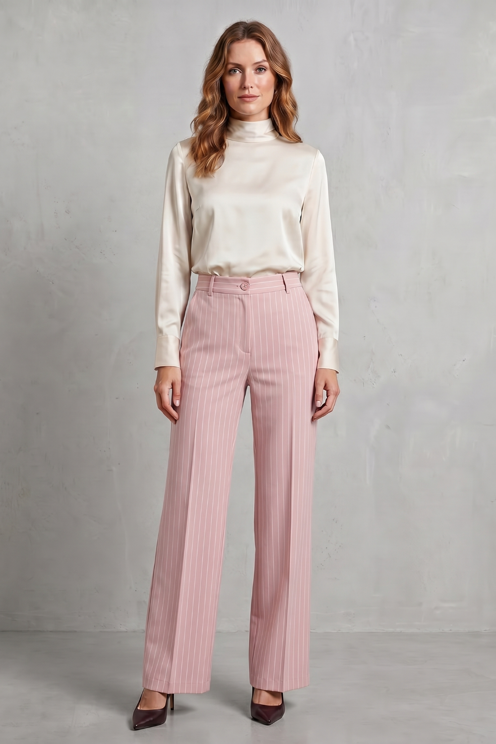 Dwynwen high waisted pinstripe wide leg trousers – image 12