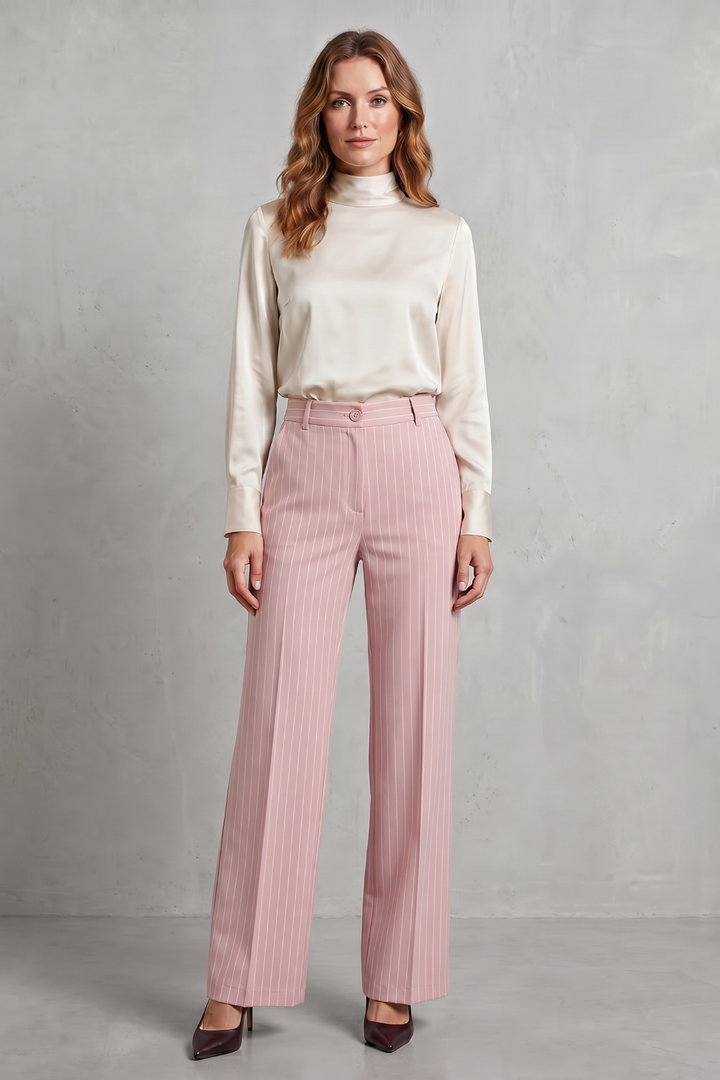 Dwynwen high waisted pinstripe wide leg trousers – image 12