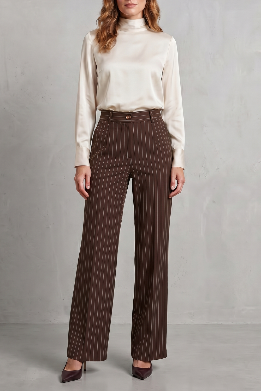 Dwynwen high waisted pinstripe wide leg trousers – image 13