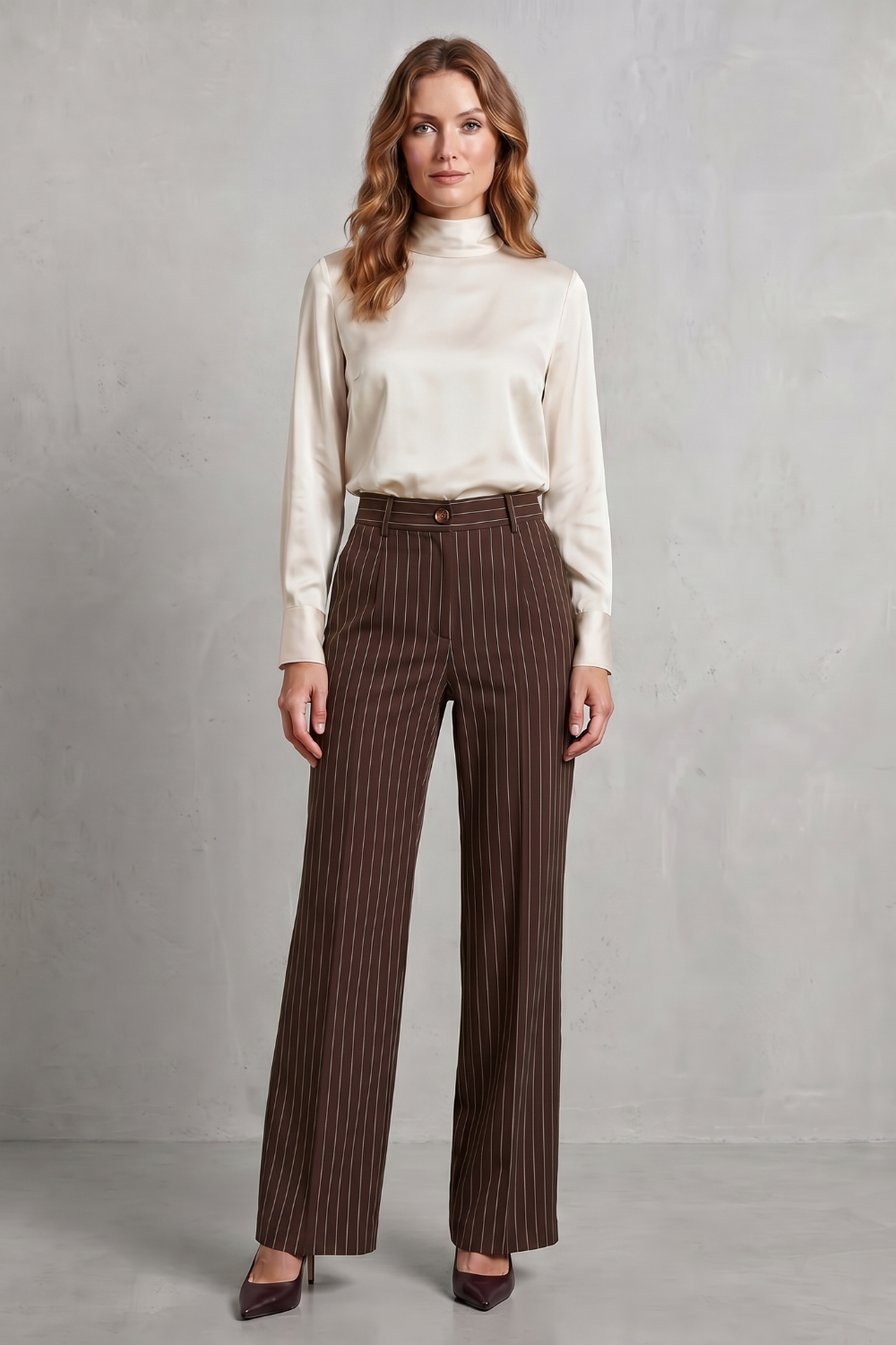 Dwynwen high waisted pinstripe wide leg trousers – image 14