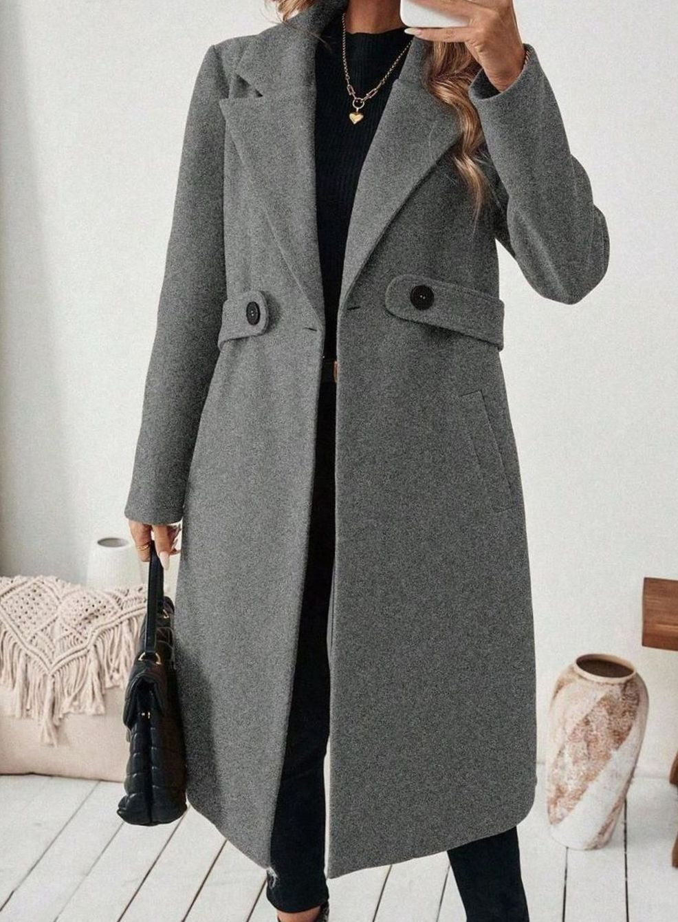 Delia Elegant Belted Long Wool Coat with Wide Collar - image 16