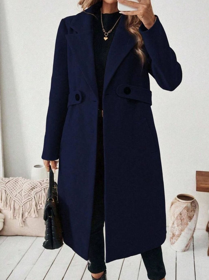 Delia Elegant Belted Long Wool Coat with Wide Collar - image 20