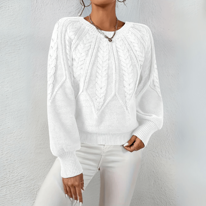 Ingvild cable knit jumper with puff sleeves – image 3