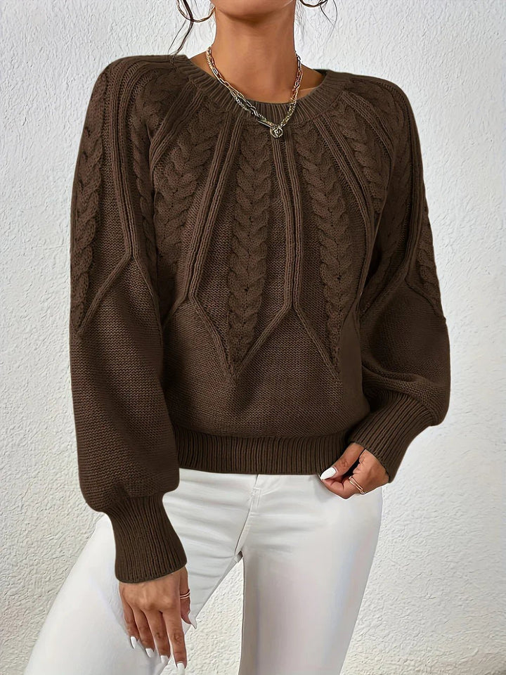 Ingvild cable knit jumper with puff sleeves – image 4