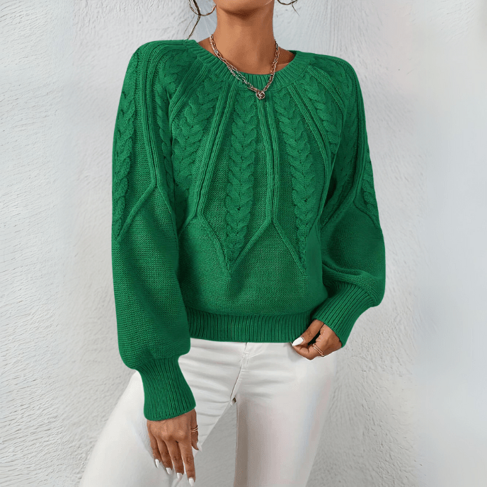 Ingvild cable knit jumper with puff sleeves – image 6