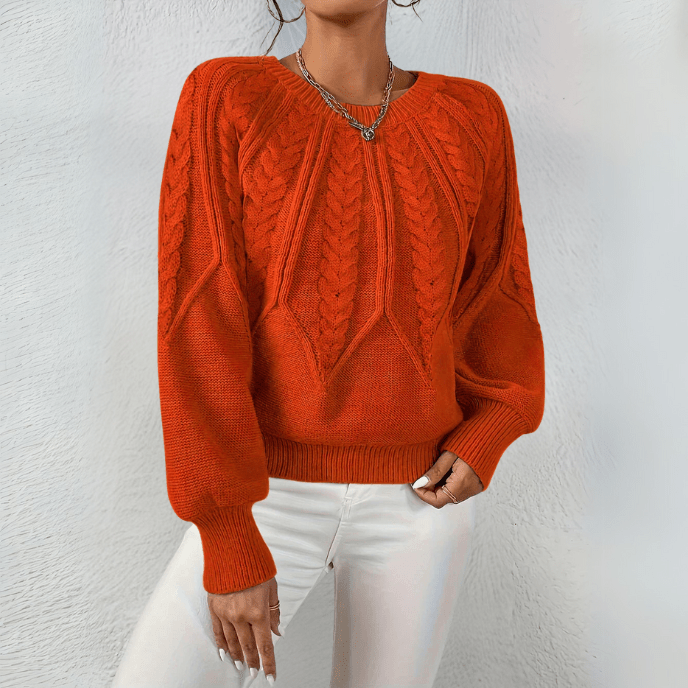 Ingvild cable knit jumper with puff sleeves – image 9