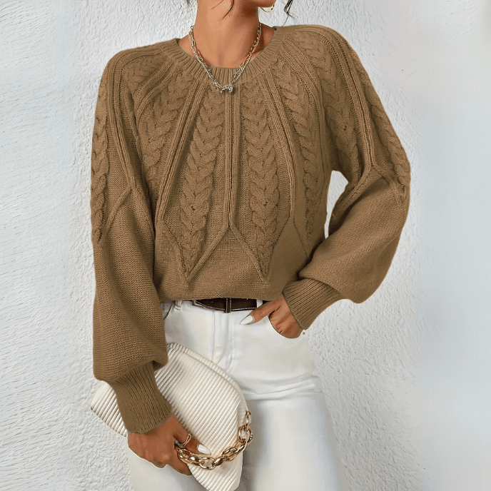 Ingvild cable knit jumper with puff sleeves