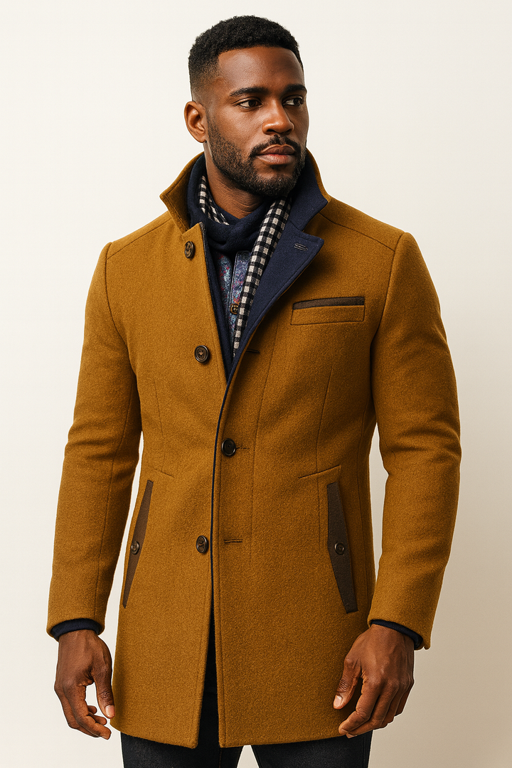 Araminta contrast trim stand collar coat – image 15