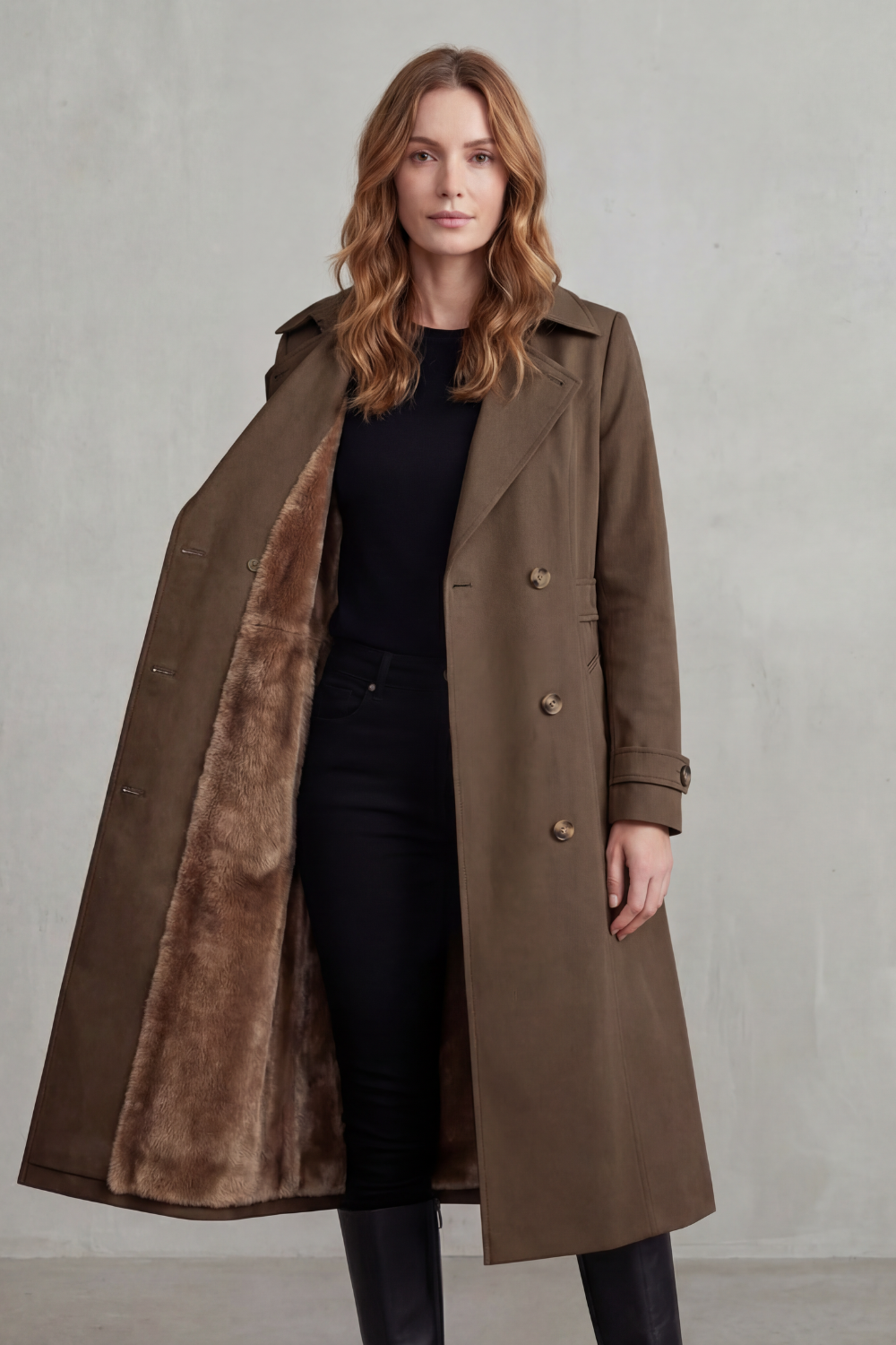 Paloma double breasted coat with faux fur lining – image 12