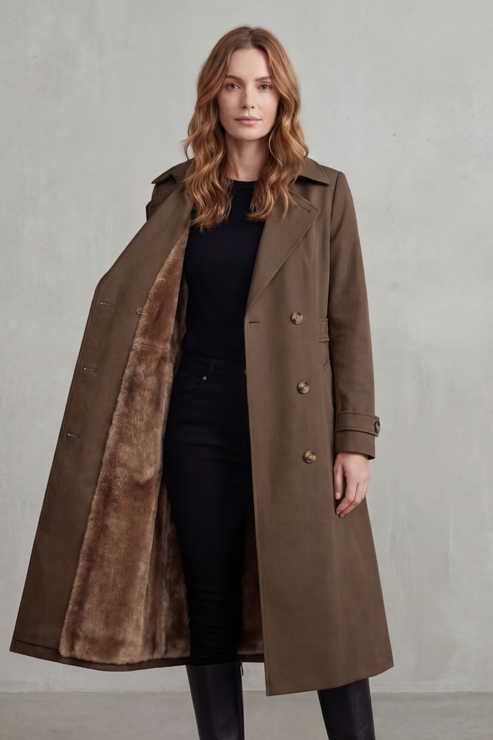 Paloma double breasted coat with faux fur lining – image 12