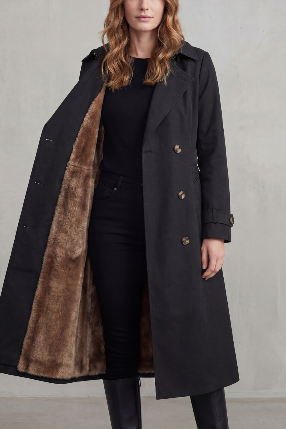 Paloma double breasted coat with faux fur lining – image 7