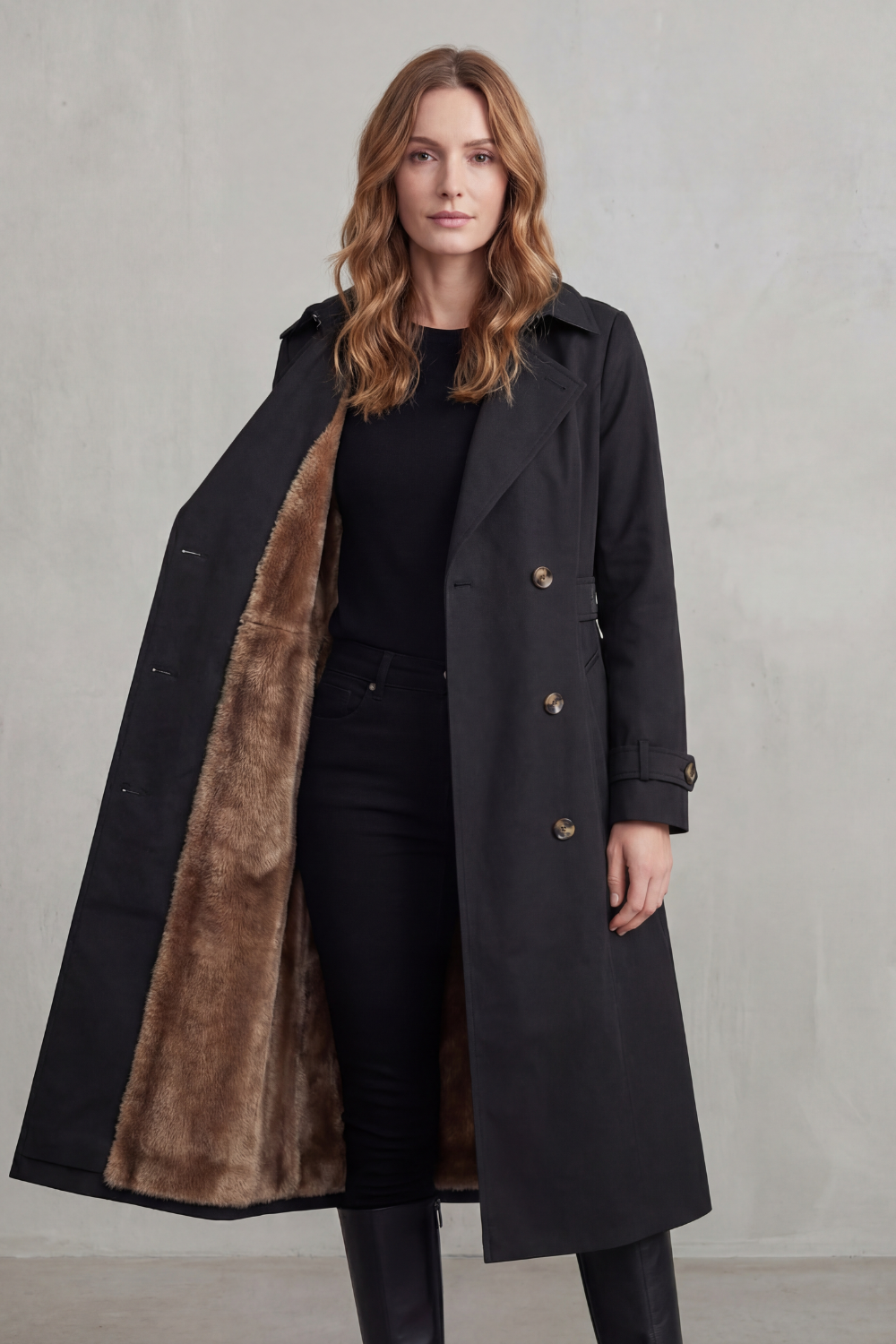 Paloma double breasted coat with faux fur lining – image 8