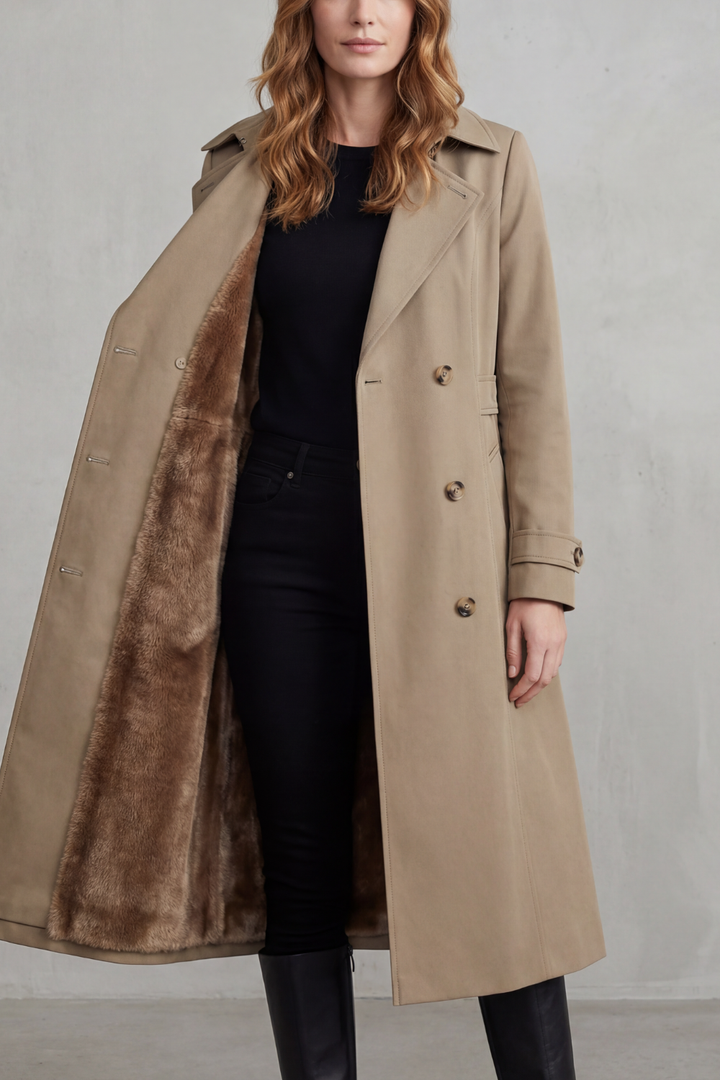 Paloma double breasted coat with faux fur lining