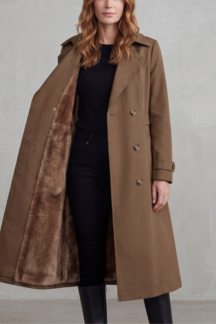 Paloma double breasted coat with faux fur lining – image 5