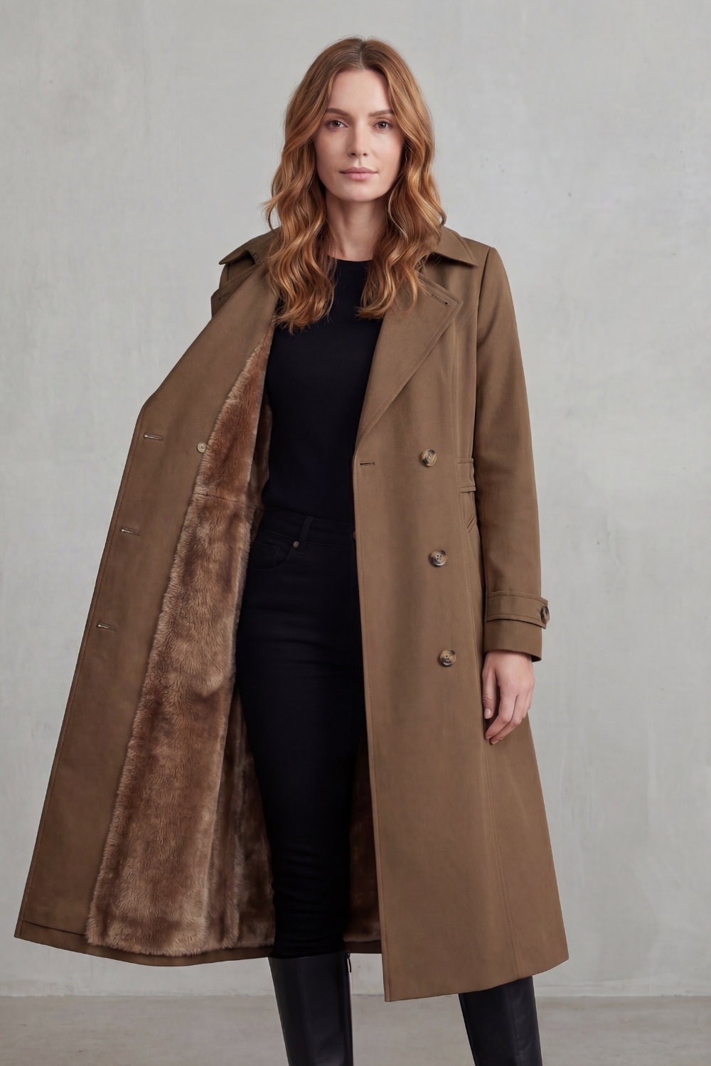 Paloma double breasted coat with faux fur lining – image 6