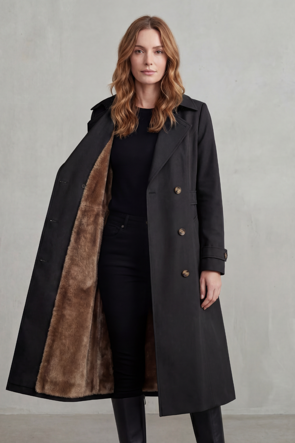 Paloma double breasted coat with faux fur lining – image 14