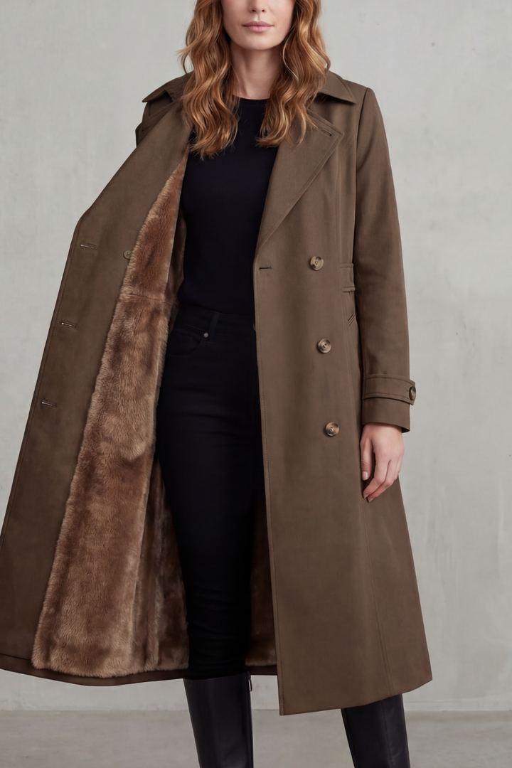 Paloma double breasted coat with faux fur lining – image 11