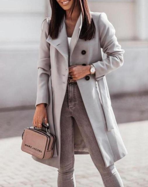 Tara longline belted coat with button front – image 3