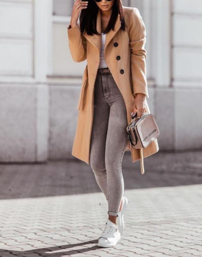 Tara longline belted coat with button front – image 6