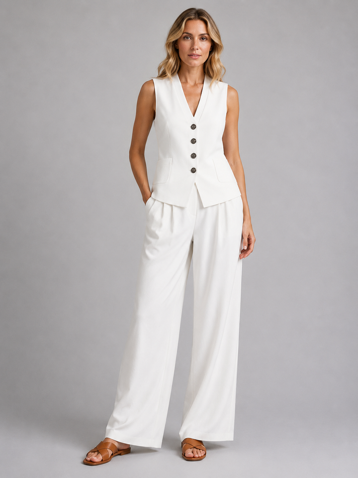 Audrey sleeveless waistcoat and wide leg trousers set – image 5