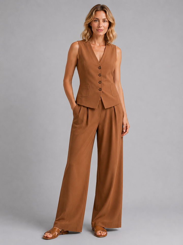 Audrey sleeveless waistcoat and wide leg trousers set – image 6
