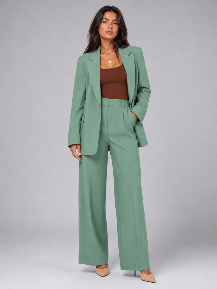 Rafaela single button blazer and wide leg trouser set – image 7