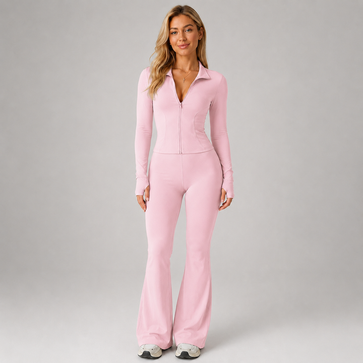 Amber ribbed co-ord set with flared trousers – image 8